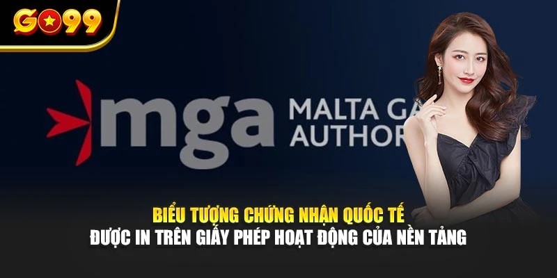Biểu tượng chứng nhận quốc tế được in trên giấy phép hoạt động của nền tảng